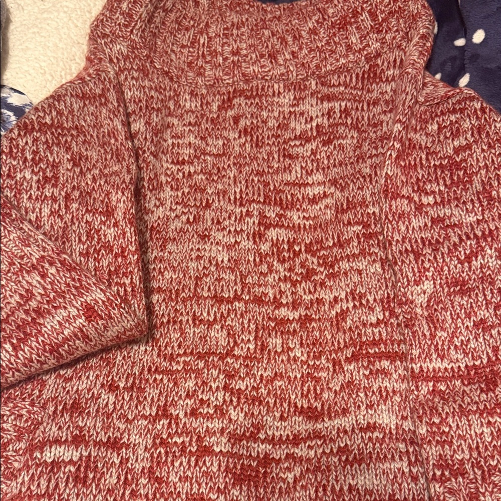 Moda International Red and White Cowl Neck Sweater